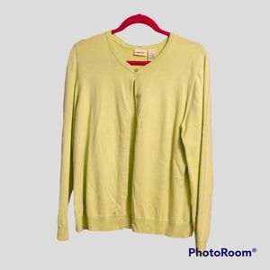 Cherokee Vintage Lime Green Women's Button Down Cardigan, Size M